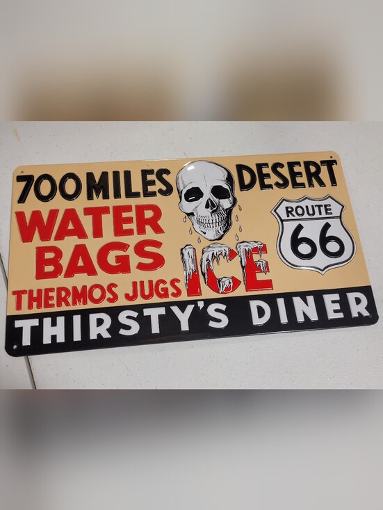 Other - Skull Ice Vintage-Style Decorative Sign in Cream and Red